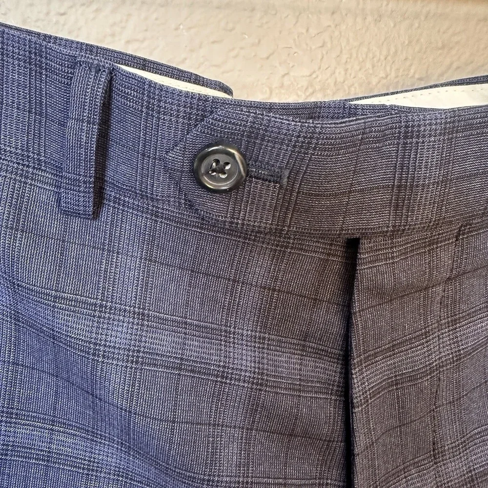 Brooks Brothers‎ Mens Regent BrooksCool Blue Glen Plaid Wool Dress Pants W38